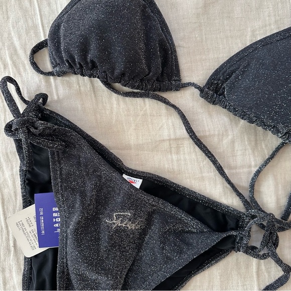 SPEEDO KOREA - (NWT) Silver Glitter Triangle Bikini Set - Picture 2 of 6